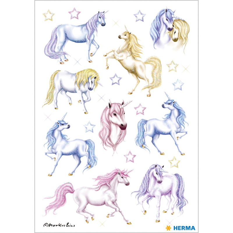Herma - Αυτοκολλητάκια Glittery, Unicorns 3427