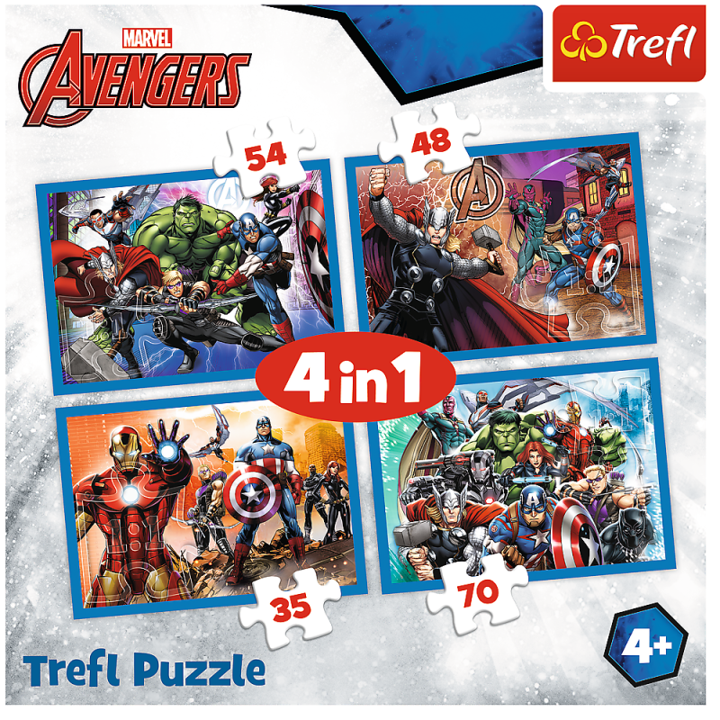 Trefl - Puzzle 4 in 1 Fearless Avengers 35/48/54/70 Pcs  34310