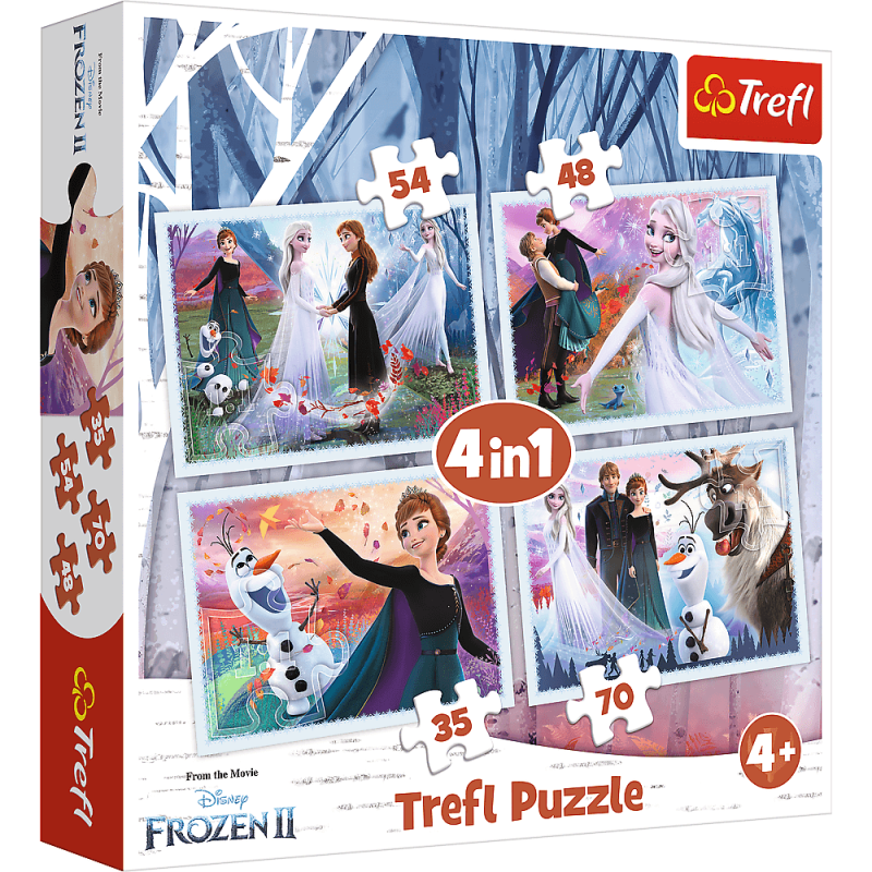 Trefl - Puzzle 4 in 1 Frozen II, In The Magic Forest 35/48/54/70 Pcs 34344