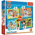 Trefl - Puzzle 4 in 1, Happy Paw Patrol Team 12/15/20/24 Pcs 34346