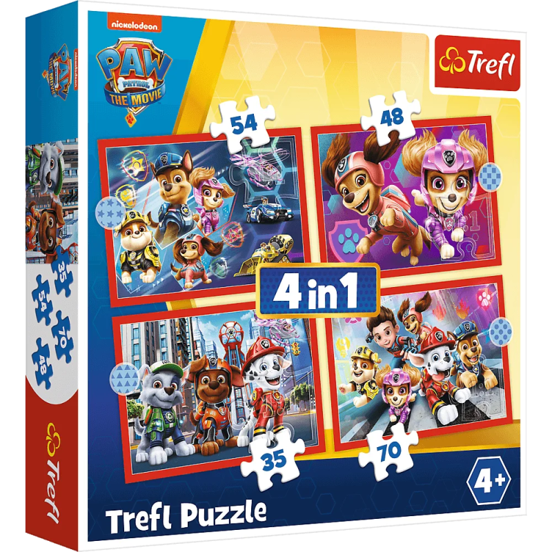 Trefl - Puzzle 4 in 1, Paw Patrol In The City 35/48/54/70 Pcs 34374