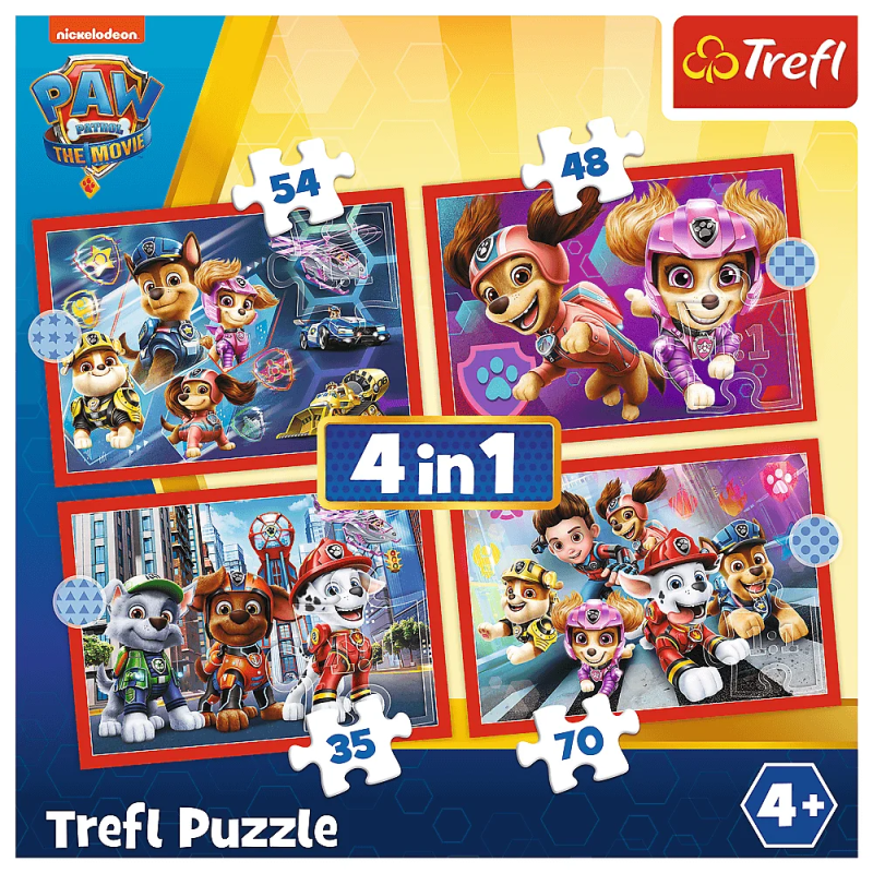 Trefl - Puzzle 4 in 1, Paw Patrol In The City 35/48/54/70 Pcs 34374