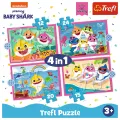 Trefl - Puzzle 4 in 1, The Shark Family 12/15/20/24 Pcs 34378