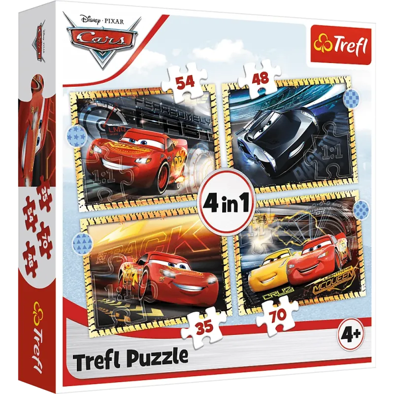 Trefl - Puzzle 4 in 1, Ready, Steady, Go! 35/48/54/70 Pcs 34608