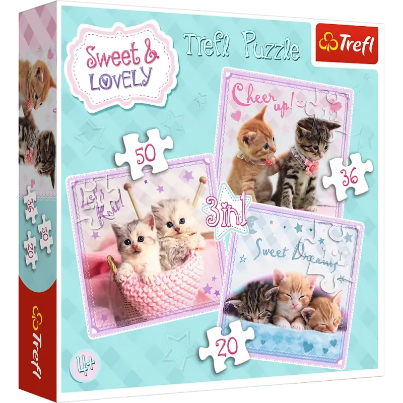 Trefl - Puzzle 3 in 1 Sweets Kittens 20/36/50 Pcs 34809