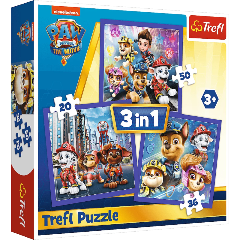 Trefl - Puzzle 3 in 1, Paw Patrol Ready For Action 20/36/50 Pcs 34861