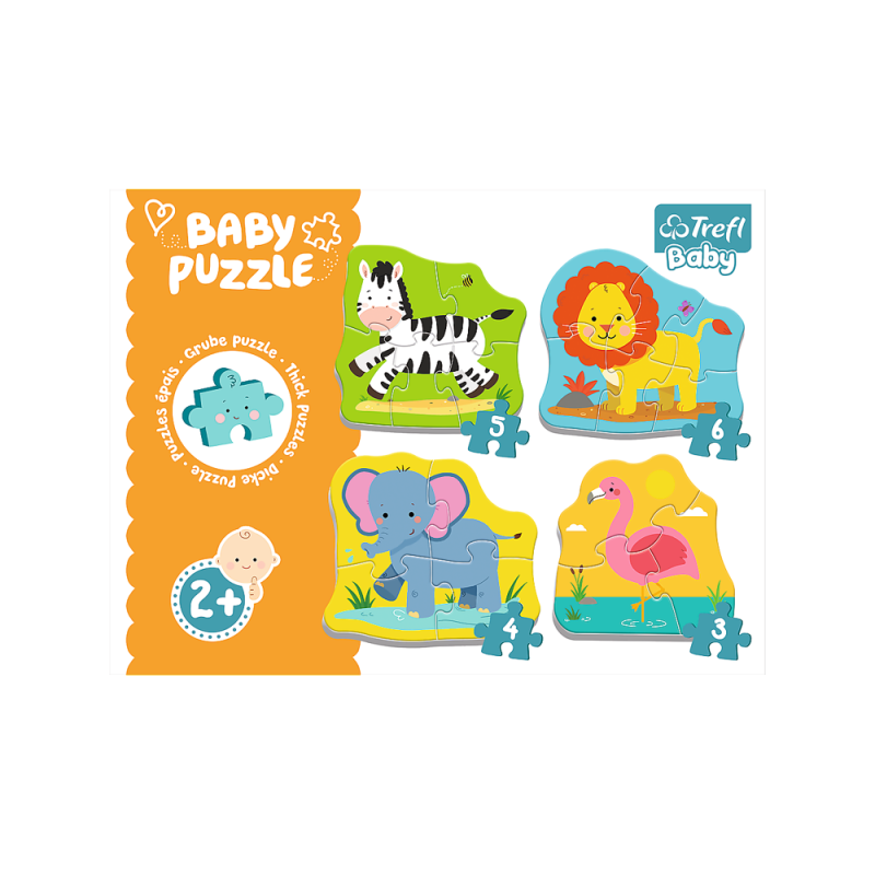 Trefl - Baby Puzzle, Animals On Safari 3/4/5/6 Pcs 36073