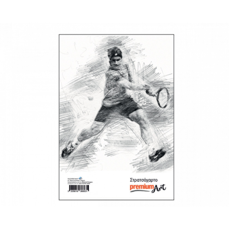 A&G Paper - Μπλοκ Στρατσόχαρτο Premium Art, Λευκό A5 50 Φύλλα, Tennis Player 36665