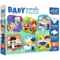 Trefl - Puzzle 6 in 1, Baby Puzzle, Professions And Vehicles 2/2/3/4/5/6 Pcs 44001