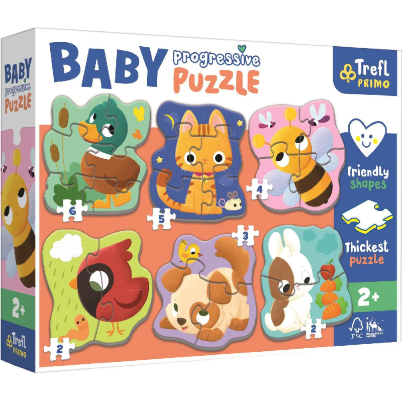 Trefl - Puzzle 6 in 1, Baby Puzzle, Animals 2/2/3/4/5/6 Pcs 44003