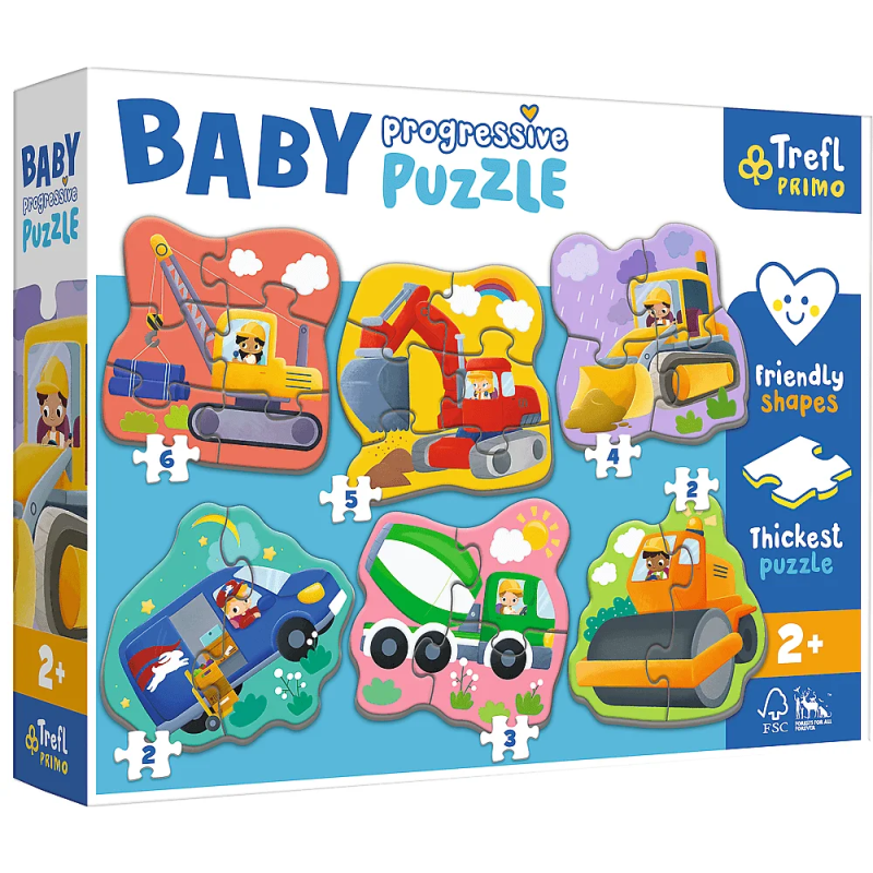 Trefl - Puzzle 6 in 1, Baby Puzzle, Vehicles 2/2/3/4/5/6 Pcs 44004