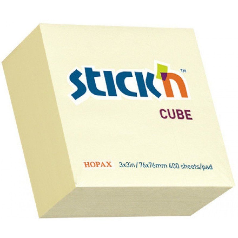 Stick'N - Αυτοκόλλητα Χαρτάκια Κίτρινα 76x76mm 400 Φύλλα 21072