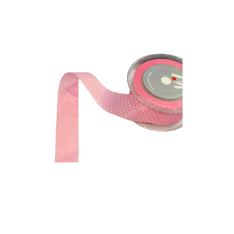 Markas - Κορδέλα Μονής Όψης Πουά, 35mmX18M Light Pink - White 48371