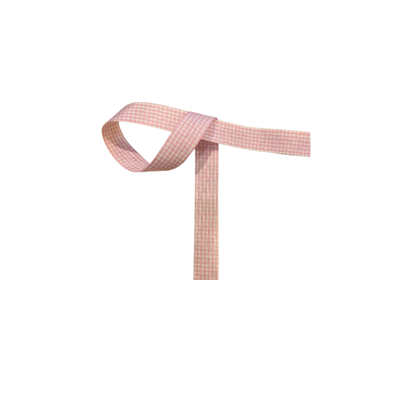 Markas - Κορδέλα Καρώ, 22mmX9M Light Pink - White 48397