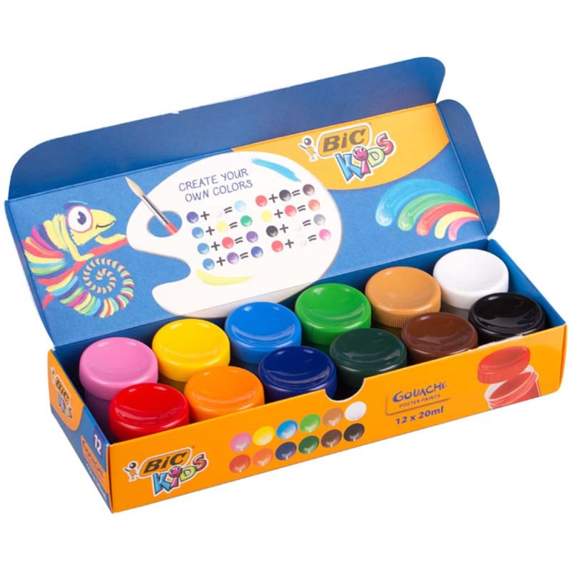 Bic - Δακτυλομπογιές Kids Paint 20ml Σετ 12 Χρώματα 48551