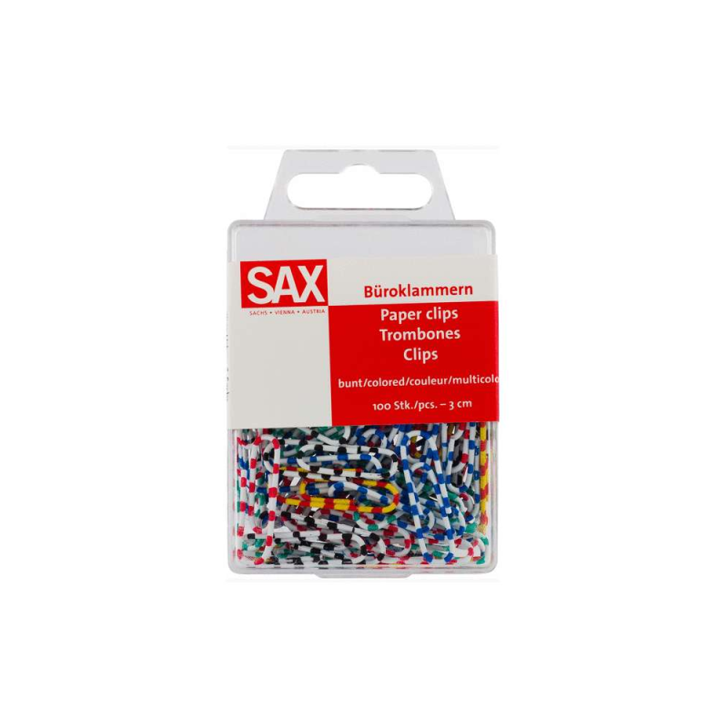 Sax - Συνδετήρες Χρωματιστοί Ριγέ 100 Τεμαχίων 3cm 5-809-00