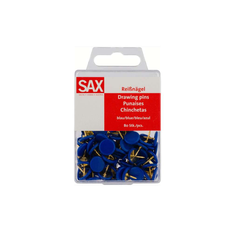 Sax - Πινέζες Σε Κουτί 80 Τεμαχίων, Μπλε 5-811-04