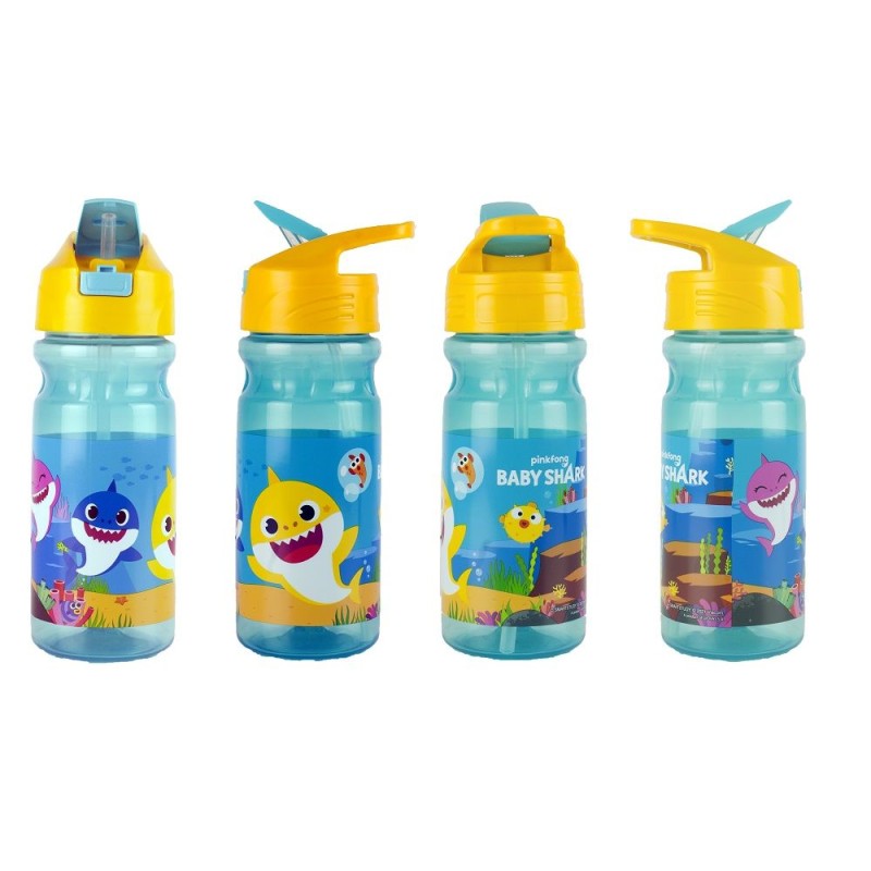 Gim - Παγούρι Πλαστικό Με Καλαμάκι, Baby Shark 550 ML 555-59203