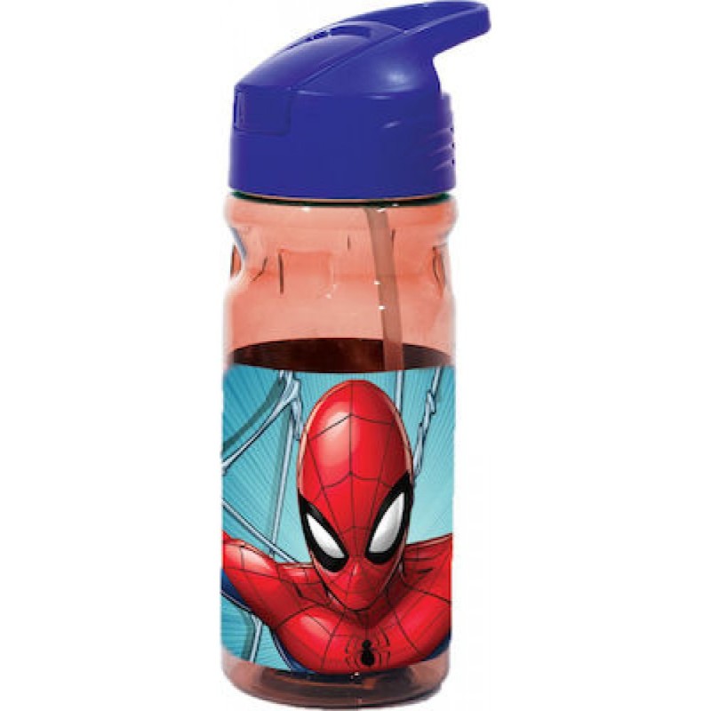 Gim - Παγούρι Πλαστικό Με Καλαμάκι, Spiderman Classic 500 ML 557-18203