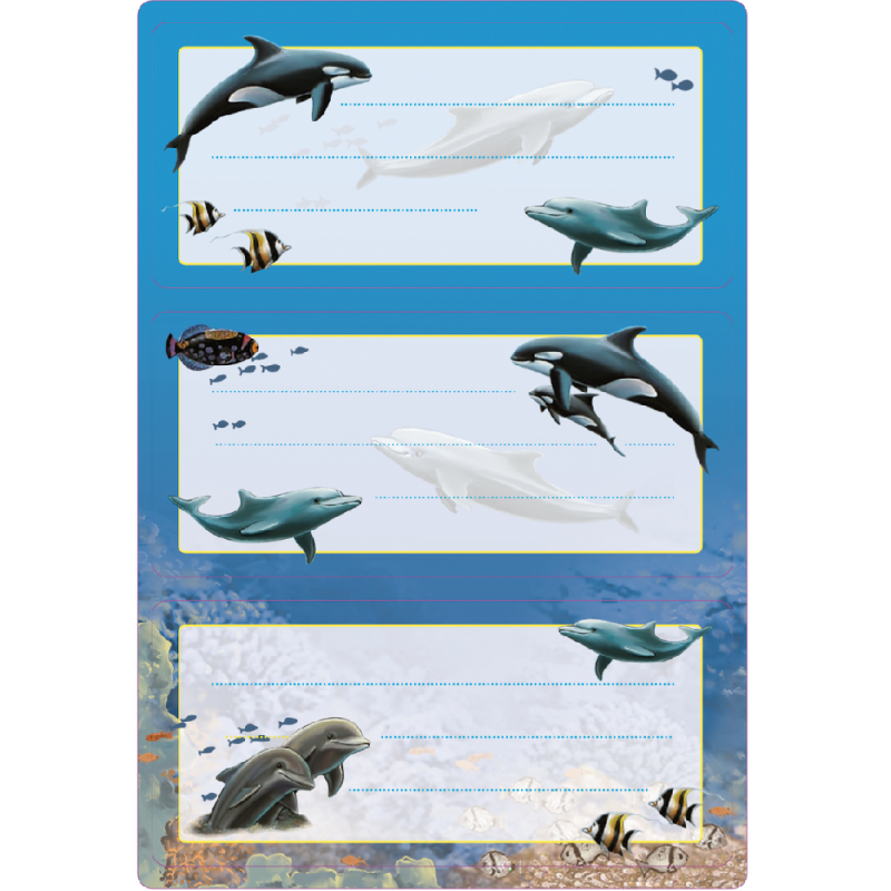 Herma - Ετικέτες Αυτοκόλλητες Τετραδίων, Dolphins Glittery 6 Τμχ 5579