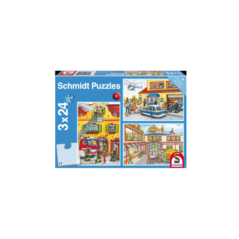 Schmidt Spiele - Puzzle 3 in 1 Fire Engine & Police 24/24/24 Pcs 56215