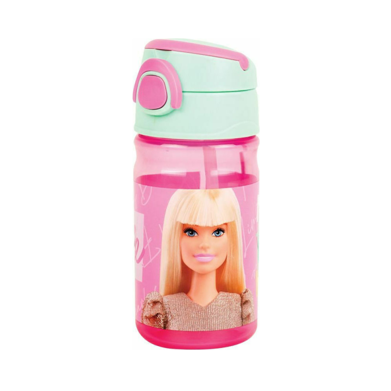 Gim - Παγούρι Πλαστικό Με Καλαμάκι, Barbie 350 ML 571-17204