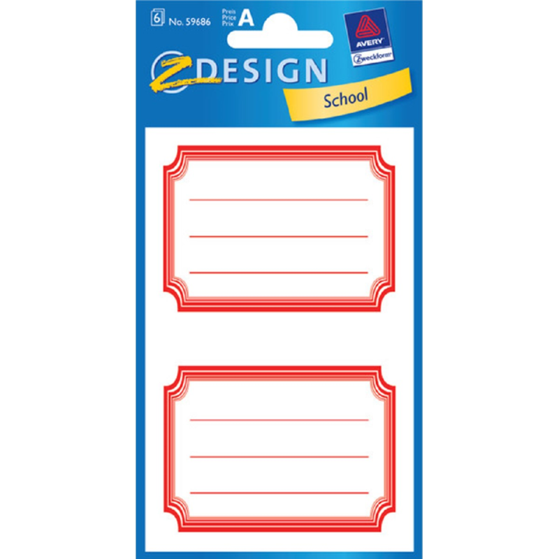 ZDesign- Ετικέτες Αυτοκόλλητες Τετραδίων, Frame Red 12 Τμχ 59686