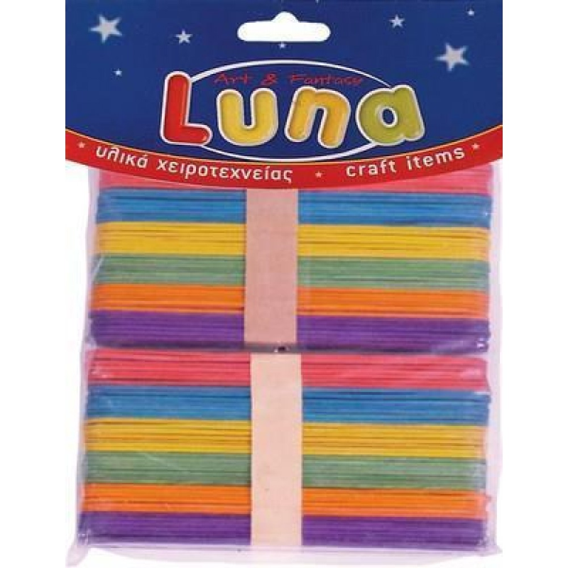 Luna - Ξυλάκια Χρωματιστά 150mm 80 Τεμ 601644