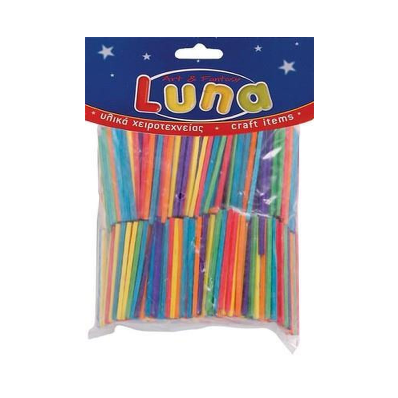 Luna - Ξυλάκια Χρωματιστά 50mm 1000 Τεμ 601648