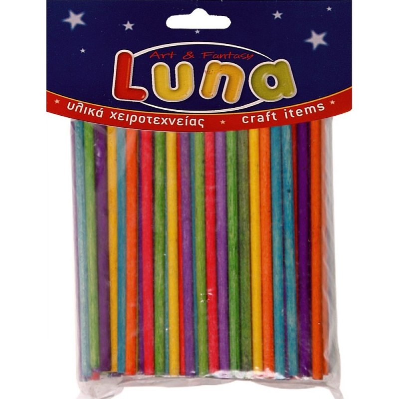 Luna - Ξυλάκια Κυλινδρικά Χρωματιστά 4x100mm 100 Τεμ 601652