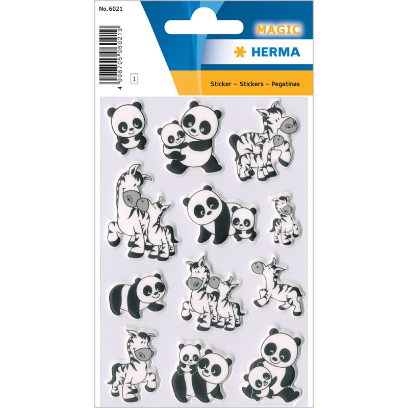 Herma - Αυτοκολλητάκια Αφρώδες, Panda And Zebra Families 6021