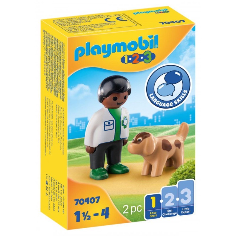 Playmobil 1.2.3 - Κτηνίατρος Με Σκυλάκι 70407