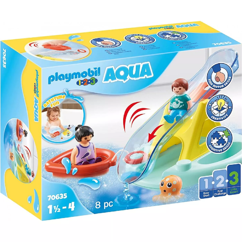 Playmobil 1.2.3 - Aqua Water Νησάκι Με Νερο-Τραμπάλα Και Βαρκούλα 70635