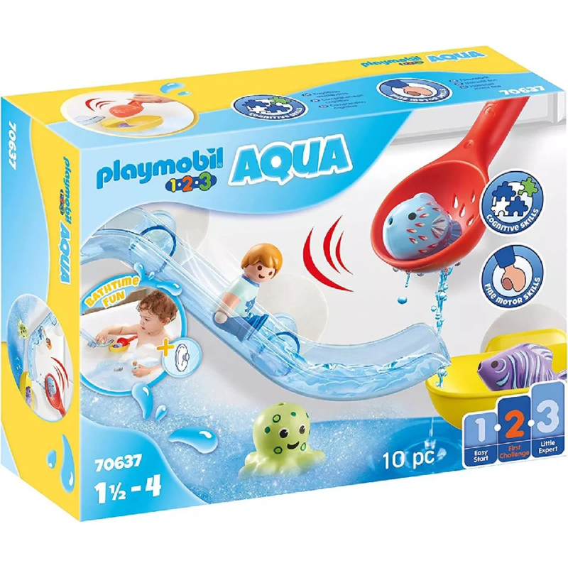 Playmobil 1.2.3 - Aqua Water Slide Παίζοντας Με Τα Ζωάκια Της Θάλασσας 70637