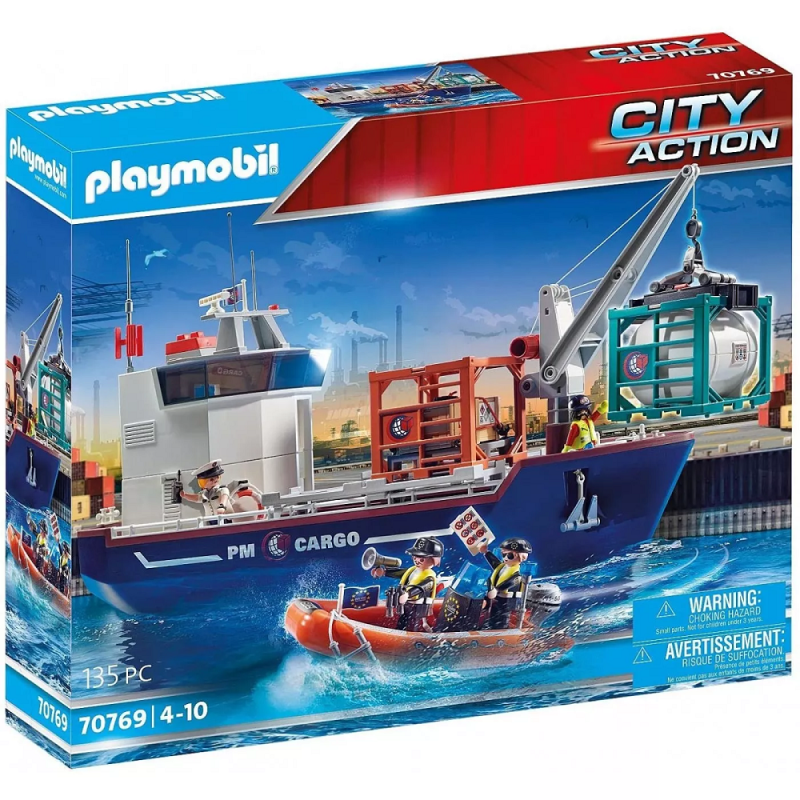 Playmobil City Action - Φορτηγό Πλοίο Και Ταχύπλοο Σκάφος Τελωνειακών 70769