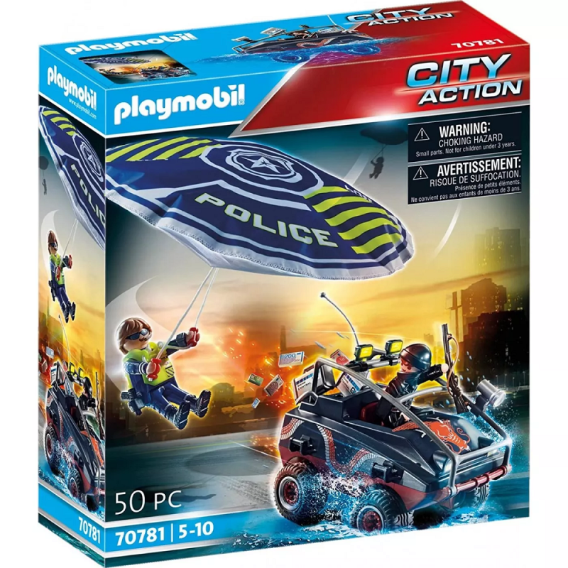 Playmobil City Action - Καταδίωξη Αμφίβιου Οχήματος Από Αστυνομικό Αλεξίπτωτο 70781