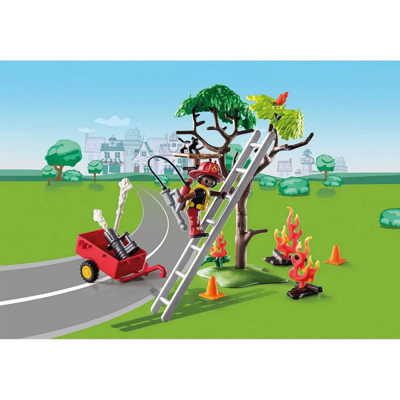 Playmobil Duck On Call - Επιχείρηση Πυροσβεστικής, Διάσωση Γάτας! 70917
