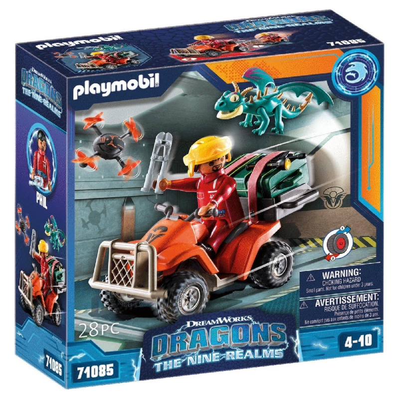 Playmobil Dragons The Nine Realms - Phil Με Τετράτροχη Μοτοσικλέτα Atv 71085