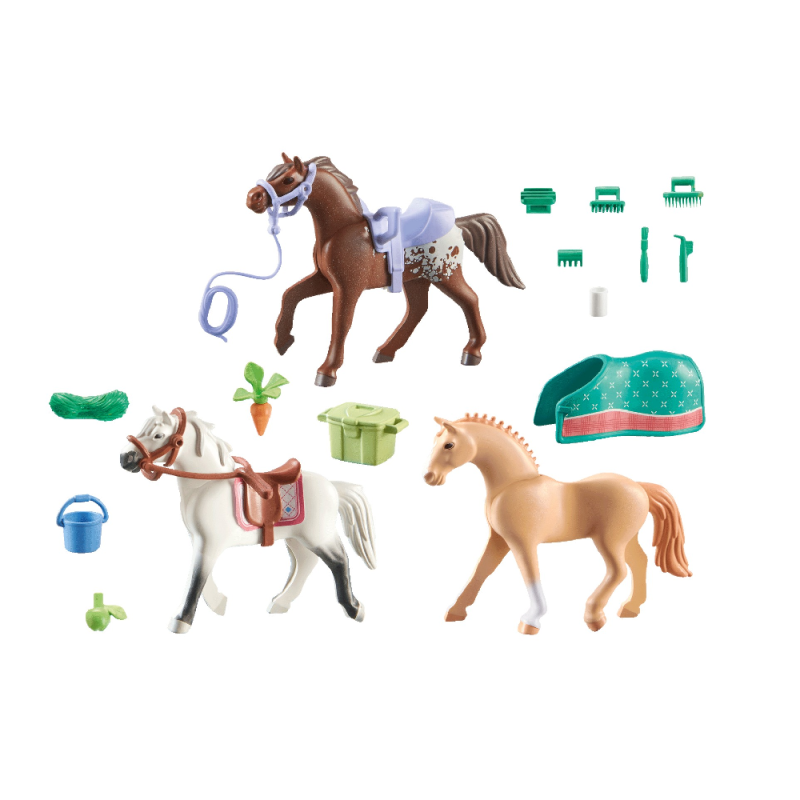 Playmobil Horses Of Waterfall - Τρία Άλογα Με Αξεσουάρ 71356