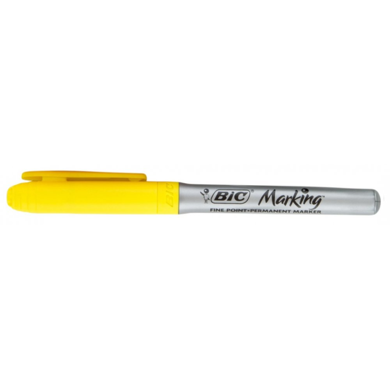 Bic - Μαρκαδόρος Ανεξίτηλος Marking Με Στρογγυλή Μύτη, Yellow Blaze 72557