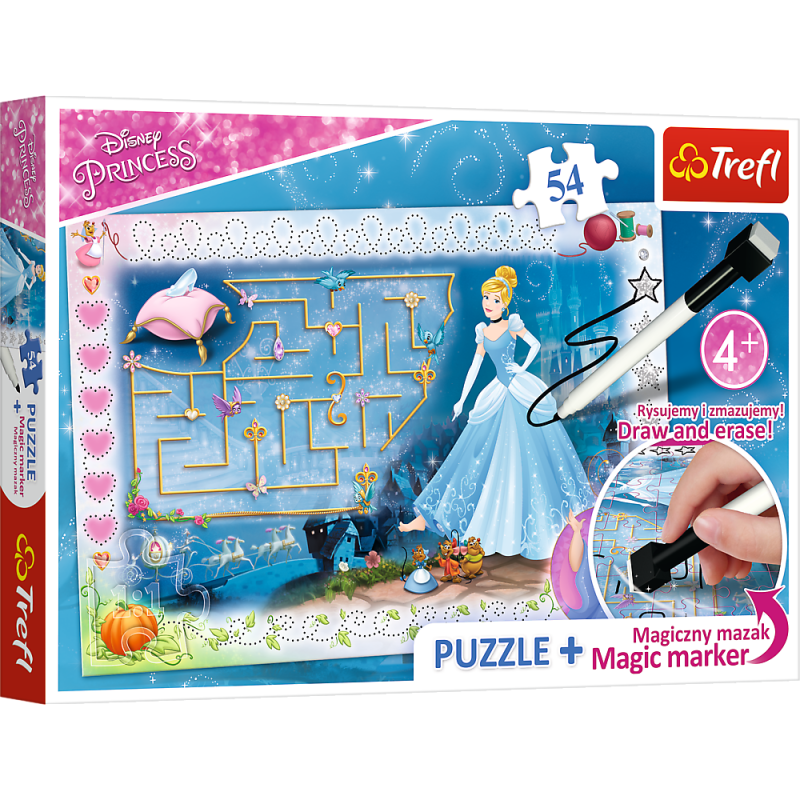 Trefl Puzzle 54 Pcs + Marker Disney Princess Cinderella Slipper Girls 75112