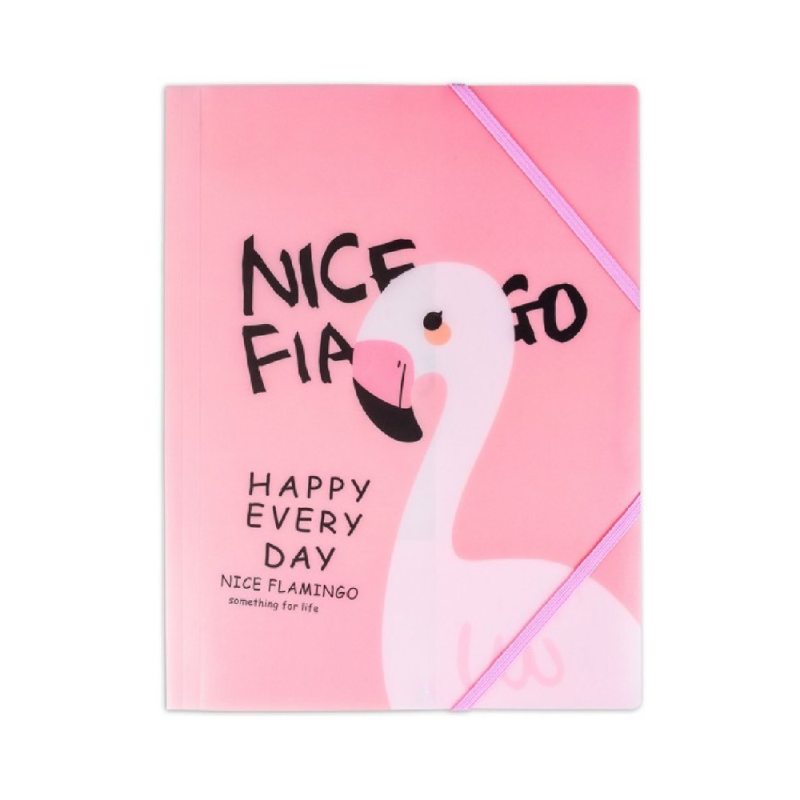 Spree - Ντοσιέ Με Λάστιχο A4, Nice Flamingo Happy Every Day 75901