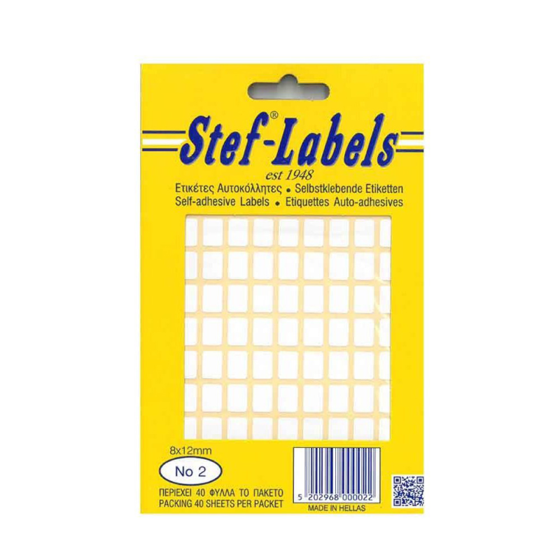 Stef-Labels - Ετικέτες Αυτοκόλλητες No2 8x12mm Πακέτο 40φ. (110 Ετικέτες/Φύλλο) 800002