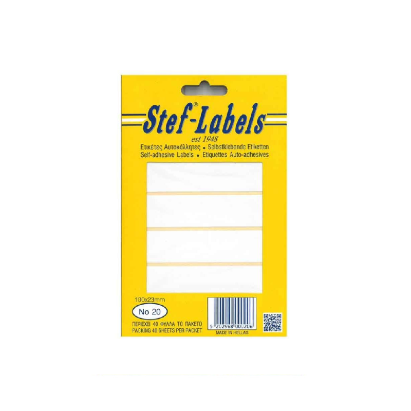 Stef-Labels - Ετικέτες Αυτοκόλλητες No20 100x23mm Πακέτο 40φ. (6 Ετικέτες/Φύλλο) 800020