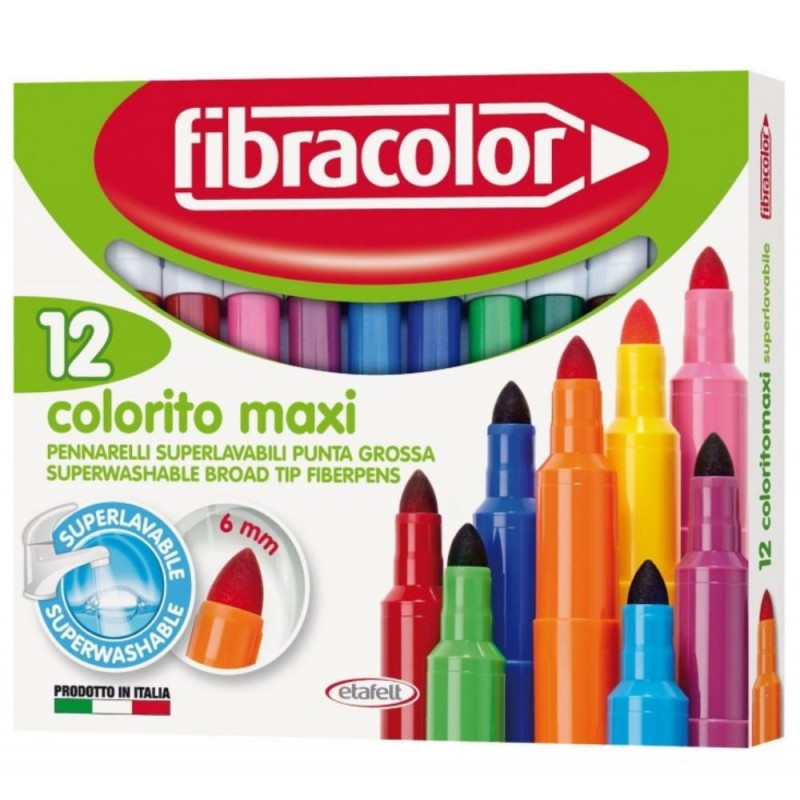 Fibracolor - Μαρκαδόροι Colorito Maxi 12 Τμχ 10630SW012SC