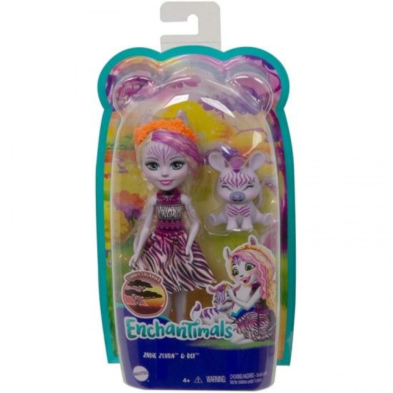 Mattel Enchantimals - Κούκλα Και Ζωάκι  Zadie Zebra & Ref GTM27 (FNH22)