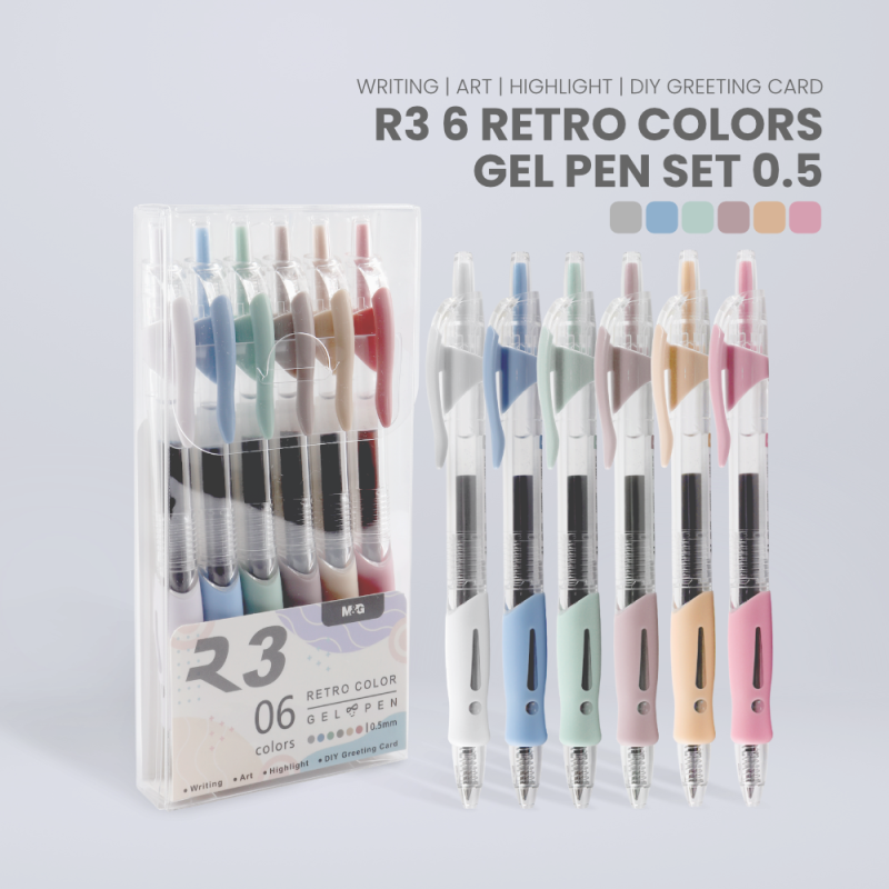 M&G - Στυλό Gel, 0.5mm Retro Colors Σετ 6 Τεμ AGP023R4