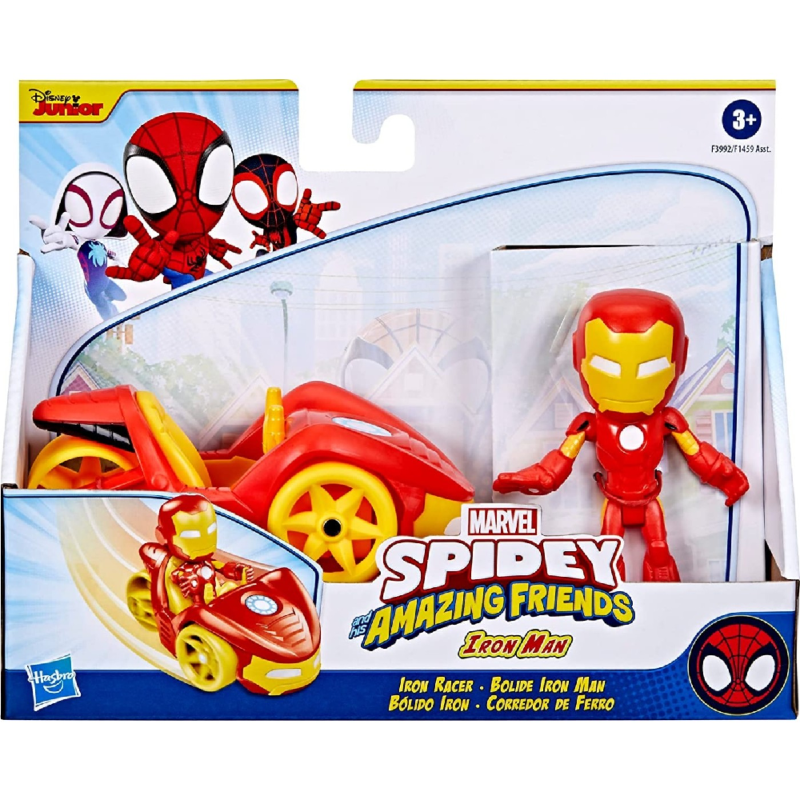 Hasbro - Spidey And His Amazing Friends, Όχημα και Φιγούρα Iron Man F3992
