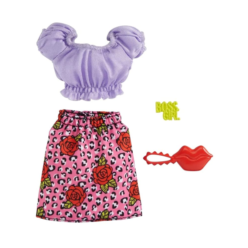 Mattel Barbie - Βραδινά Σύνολα, Μωβ Μπλούζα Με Λουλουδάτη Φούστα GRB96 (GWC27)