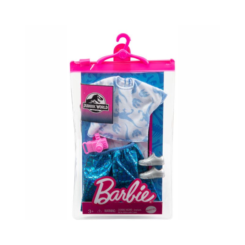 Mattel Barbie - Μοδάτα Σύνολα, Διάσημες Μόδες, Jurassic World, Μπλούζα/Ιριδίζον Φούστα GRD48 (GWB07)